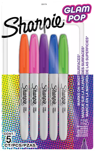 Een Viltstift Sharpie Glampop fijn assorti blister à 5 stuks koop je bij EconOffice