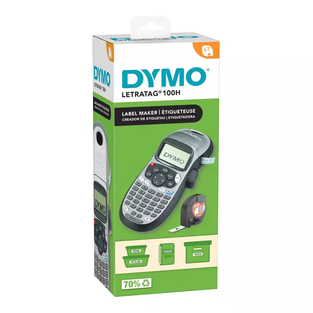 Een Labelprinter Dymo LetraTag 100H draagbaar abc 12mm zilverkleurig special edition koop je bij Goedkope Kantoorbenodigdheden