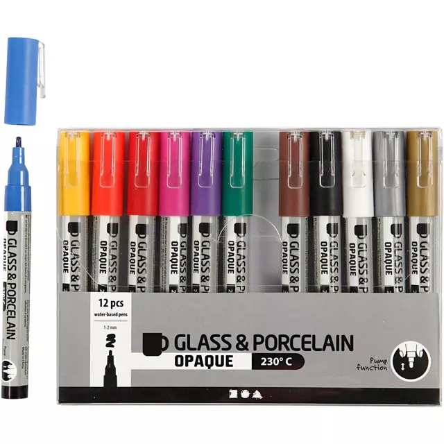 Een Glas- & Porseleinstiften Creativ Company 1-2mm set à 12 kleuren koop je bij EconOffice