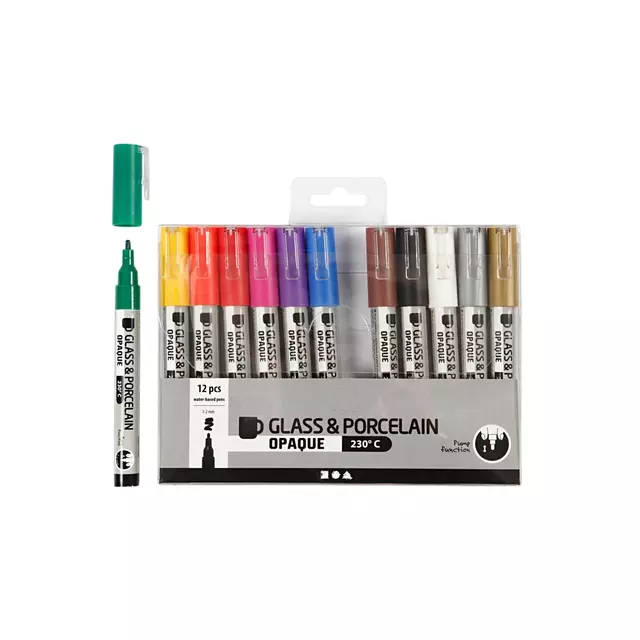 Een Glas- & Porseleinstiften Creativ Company 1-2mm set à 12 kleuren koop je bij Van Hoye Kantoor BV