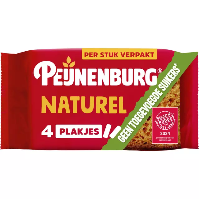 Een Koek Peijnenburg naturel zonder toegevoegde suiker 4-pack koop je bij MV Kantoortechniek B.V.