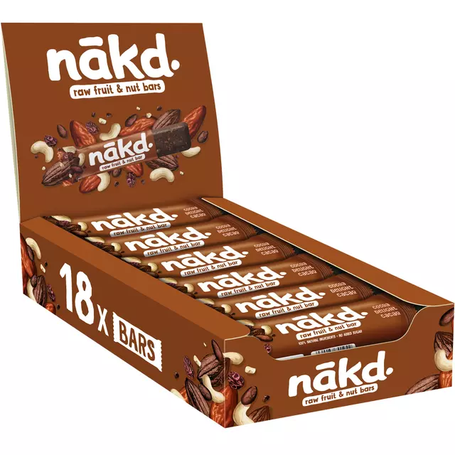 Een Fruit- en notenreep NAKD cocoa delight 18x35 gram koop je bij MV Kantoortechniek B.V.