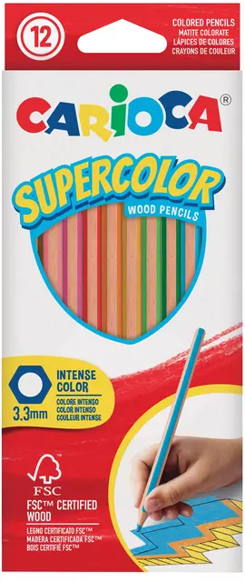 Een Kleurpotlood Carioca Supercolor set à 12 kleuren koop je bij EconOffice