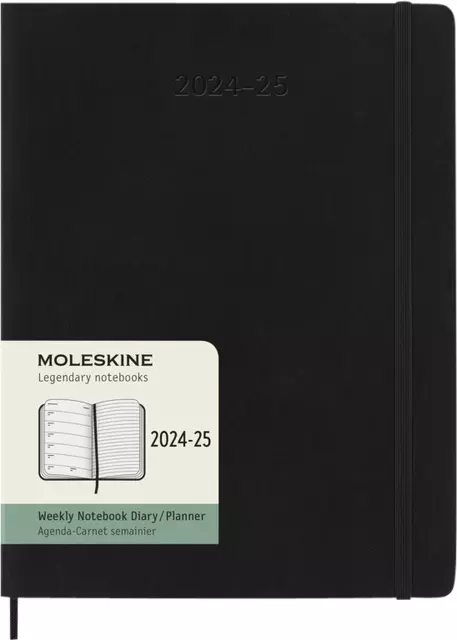 Een Agenda 2024/2025 Moleskine 18M Planner Weekly 7dagen/1pagina extra large sc black koop je bij Van Hoye Kantoor BV