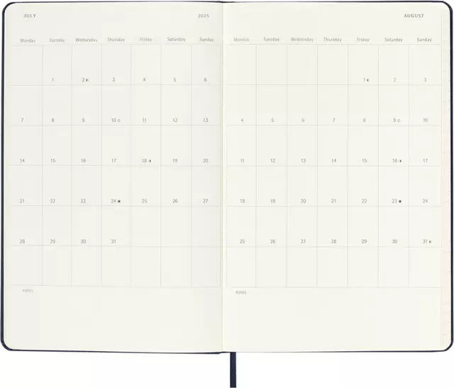 Agenda 2025 Moleskine 12M Planner Weekly 7dagen/2pagina's large hc black