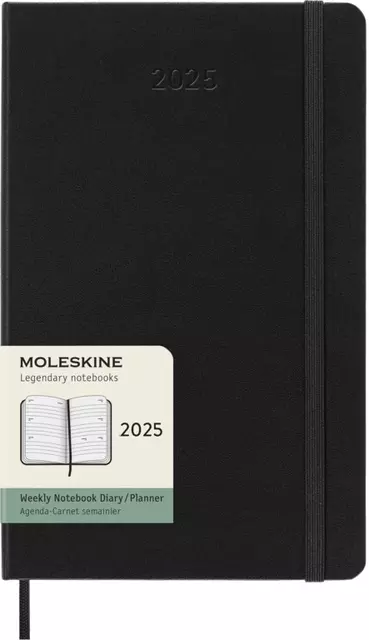 Een Agenda 2025 Moleskine 12M Planner Weekly 7dagen/2pagina's large hc black koop je bij EconOffice