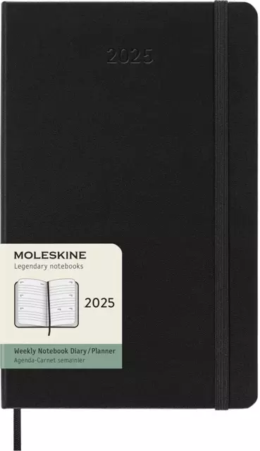 Een Agenda 2025 Moleskine 12M Planner Weekly 7dagen/2pagina's large hc black koop je bij Alles voor uw kantoor