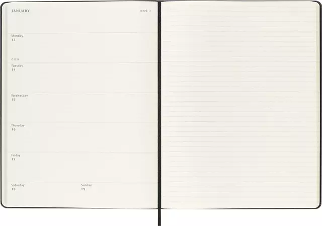 Een Agenda 2024/2025 Moleskine 18M Planner Weekly 7dagen/1pagina extra large hc black koop je bij Tonerinktshop