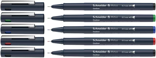Een Fineliner Schneider Pictus assorti etui à 5 stuks koop je bij L&N Partners voor Partners B.V.