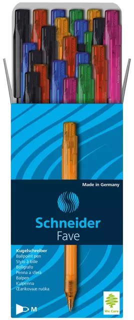 Een Balpen Schneider Fave medium assorti kleuren schrijfkleur blauw koop je bij Totaal Kantoor Goeree