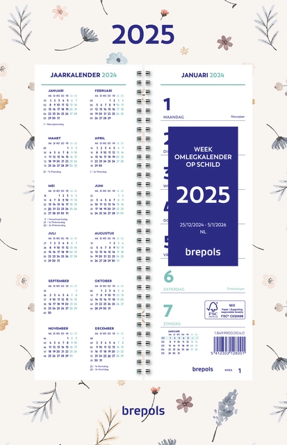 Buy your Weekkalender 2025 Brepols 190x130 7dagen/1pagina spiraal Fantasie assorti at QuickOffice BV