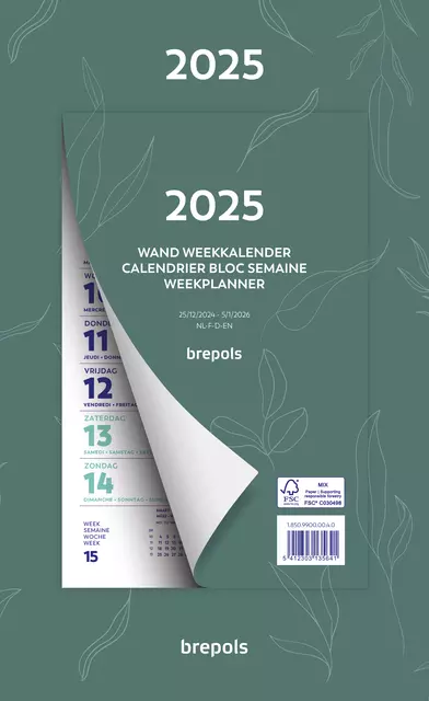 Buy your Weekkalender 2025 Brepols 190x130 7dagen/1pagina Fantasie assorti at QuickOffice BV