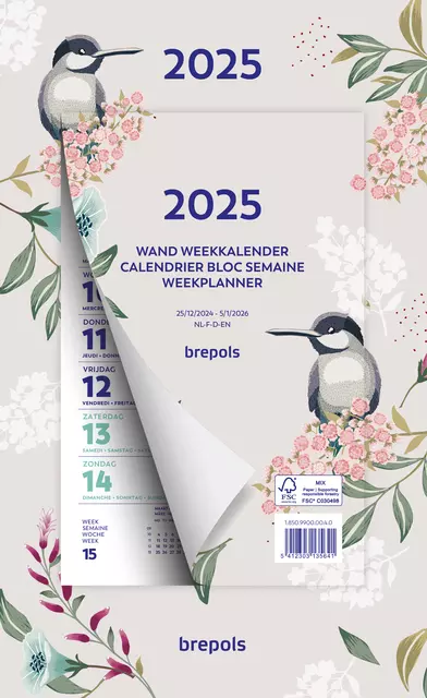 Buy your Weekkalender 2025 Brepols 190x130 7dagen/1pagina Fantasie assorti at QuickOffice BV