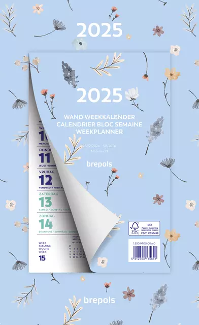 Buy your Weekkalender 2025 Brepols 190x130 7dagen/1pagina Fantasie assorti at QuickOffice BV