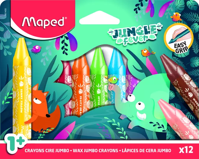 Waskrijt Maped Jungle Fever Jumbo set à 12 kleuren