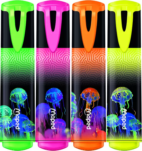 Een Markeerstift Maped Deepsea Paradise set à 4 kleuren koop je bij MV Kantoortechniek B.V.