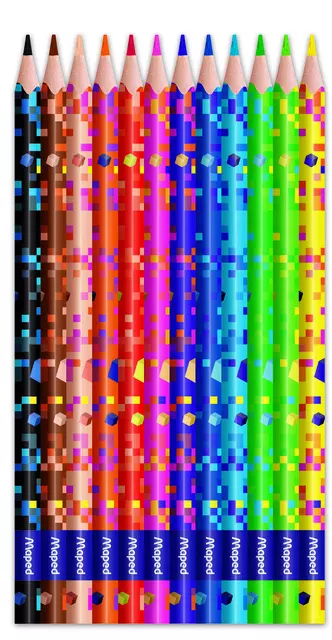 Een Kleurpotlood Maped Pixel Party set à 12 kleuren koop je bij Van Hoye Kantoor BV