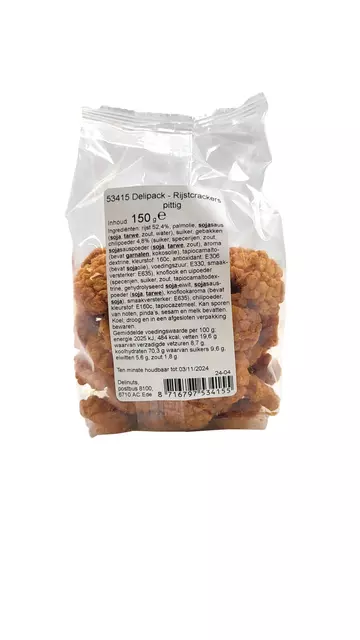 Een Rijstcrackers Delinuts chili zak 150 gram koop je bij Totaal Kantoor Goeree