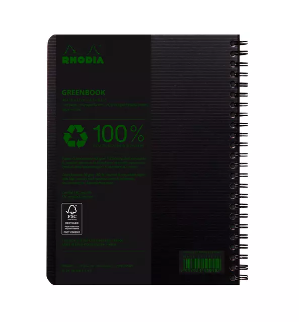 Een Notitieboek Rhodia Greenbook A5 lijn 6-gaats 180 pagina's 90gr zwart koop je bij L&N Partners voor Partners B.V.