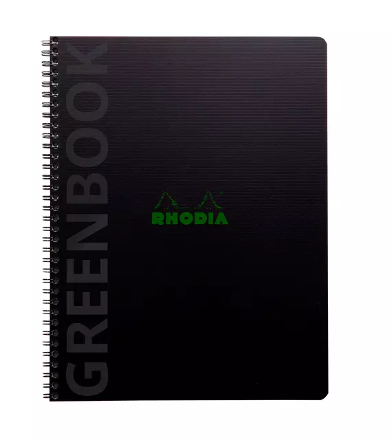 Een Notitieboek Rhodia Greenbook A4+ lijn 4-gaats 180 pagina's 90gr zwart koop je bij Totaal Kantoor Goeree