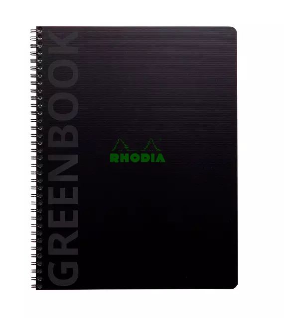 Een Notitieboek Rhodia Greenbook A4+ lijn 4-gaats 180 pagina's 90gr zwart koop je bij EconOffice