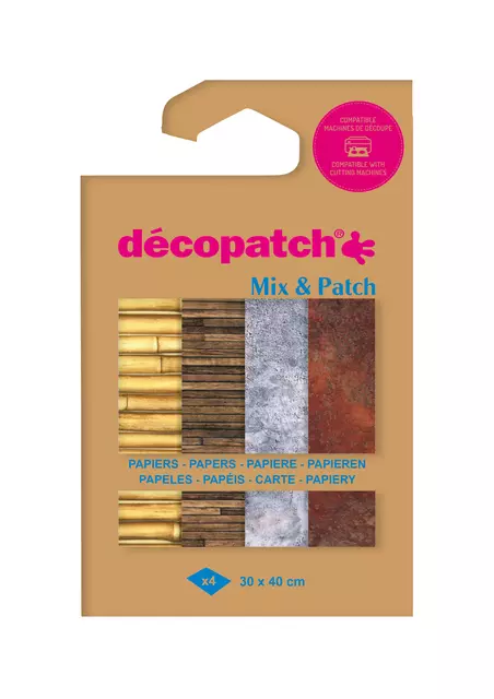 Een Hobbypapier Décopatch 30x40cm set à 4 vel thema Materials koop je bij KantoorProfi België BV