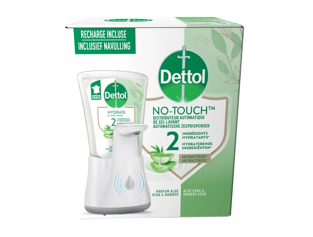 Een Handzeepdispenser Dettol Hydrating No Touch Kit met zeep 250ml koop je bij NiceSupplies.nl