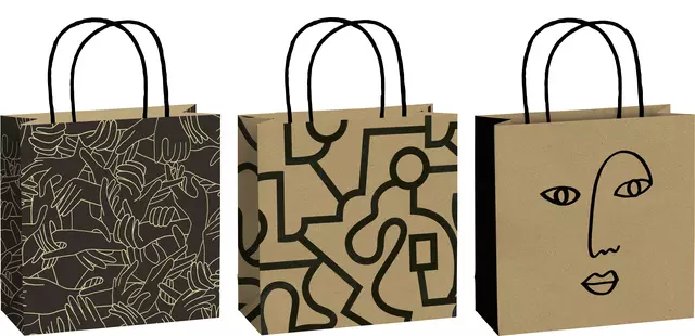 Een Sac cadeau Stewo Mindful 20x20cm set 3 motifs koop je bij QuickOffice BV