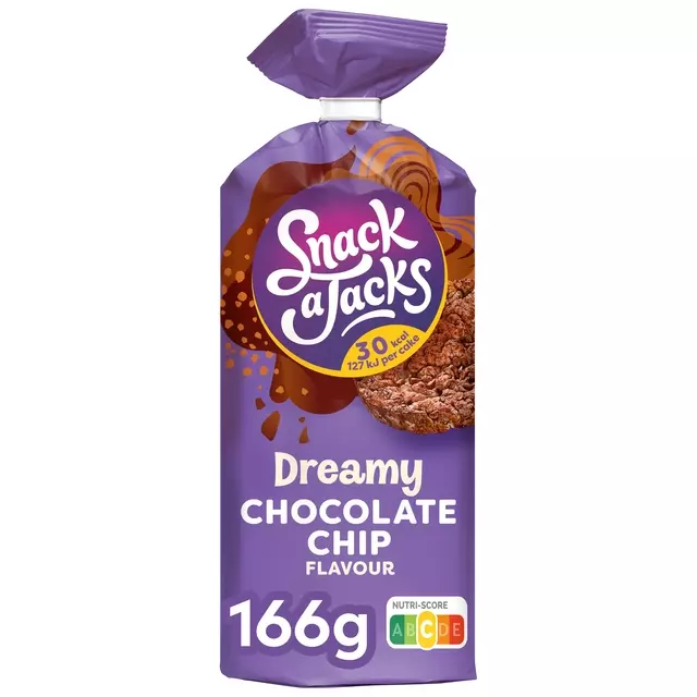 Een Rijstwafel Snack-a-Jacks chocololate chip pak 166 gram koop je bij EconOffice