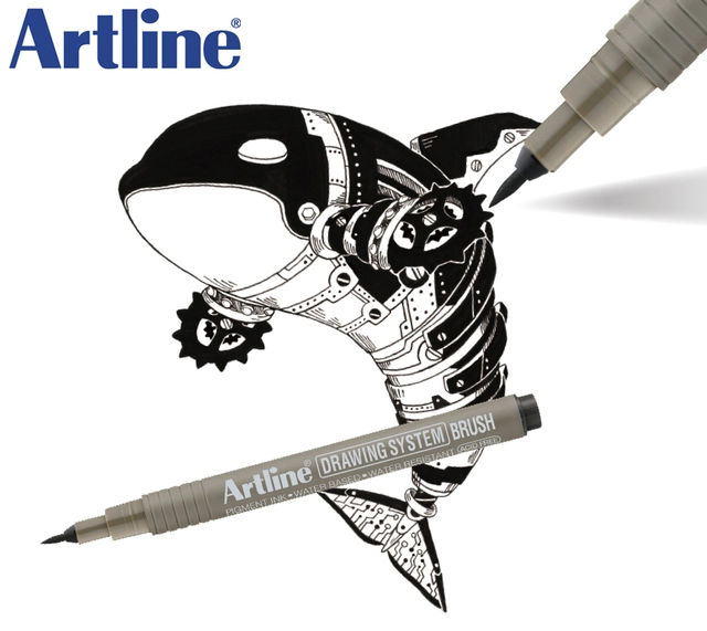 Een Fineliner Artline technisch brush zwart koop je bij Totaal Kantoor Goeree