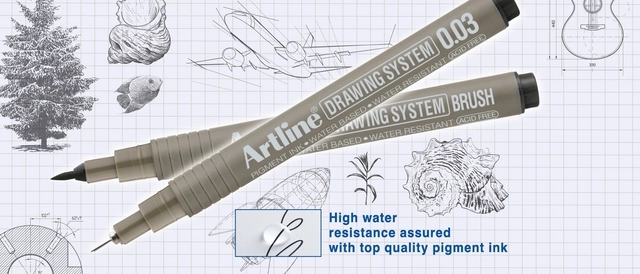 Een Fineliner Artline technisch brush zwart koop je bij Totaal Kantoor Goeree