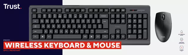Een Toetsenbord trust primo draadloos + muis koop je bij EconOffice