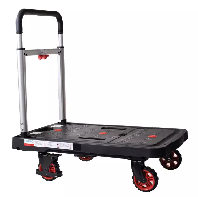 Een Transportkar Pavo Platform Trolley inklapbaar 137kg zwart koop je bij EconOffice