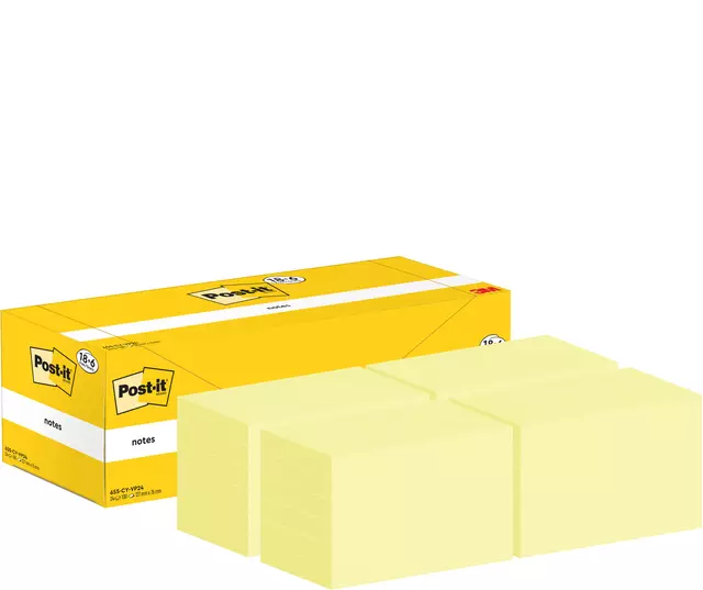 Een Memoblok 3M Post-it 655-CY 76x127mm geel voordeelpak koop je bij Van Hoye Kantoor BV