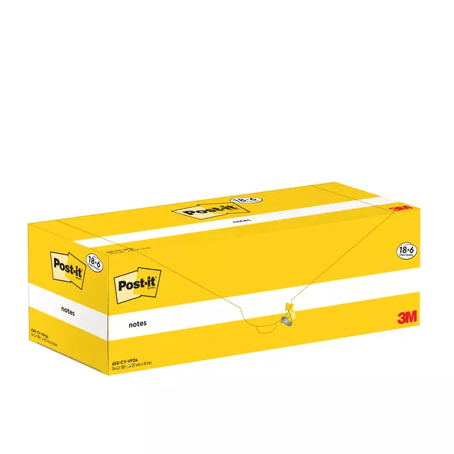 Een Memoblok 3M Post-it 655-CY 76x127mm geel voordeelpak koop je bij Van Hoye Kantoor BV