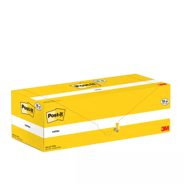 Een Memoblok 3M Post-it 654-CY 76x76mm geel voordeelpak koop je bij KantoorProfi België BV