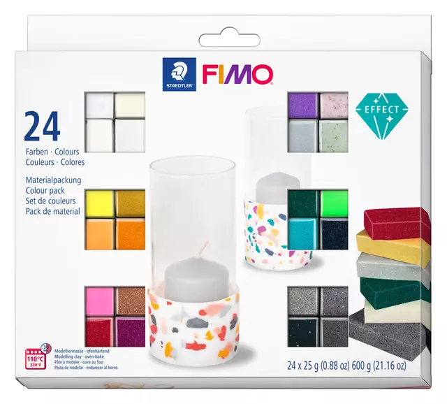 Een Klei Fimo effect colour pak à 24 kleuren koop je bij KantoorProfi België BV
