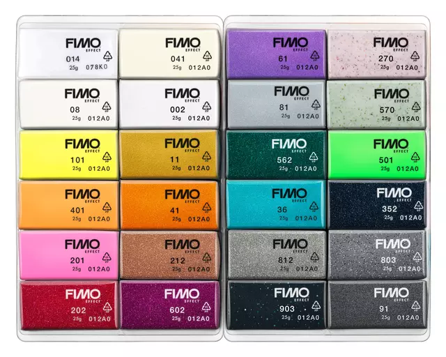 Een Klei Fimo effect colour pak à 24 kleuren koop je bij Van Hoye Kantoor BV