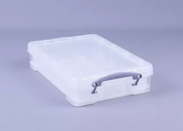 Een Opbergbox Really Useful 4 liter inclusief vakkenverdeler 395x255x88mm transparant wit koop je bij KantoorProfi België BV