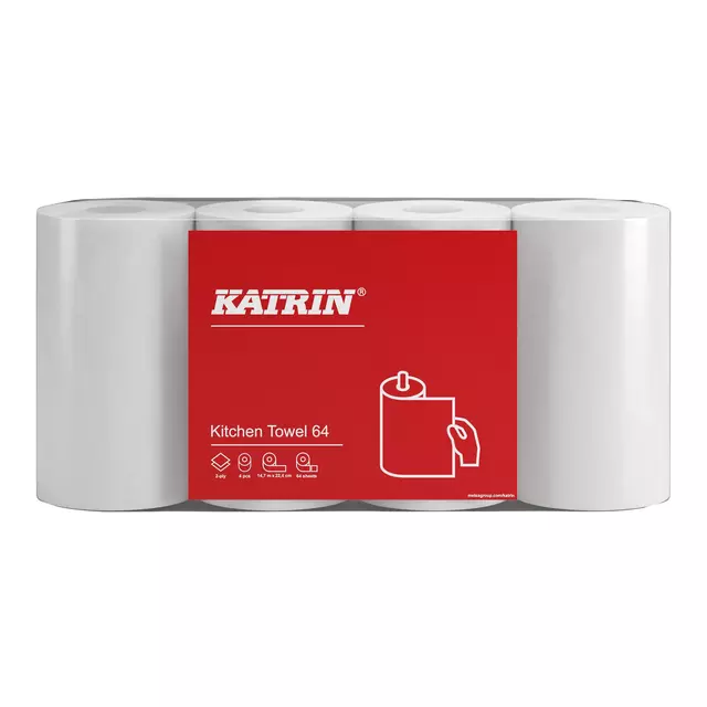 Een Keukenrol Katrin 2-laags wit 4 rollen 87075 koop je bij L&N Partners voor Partners B.V.