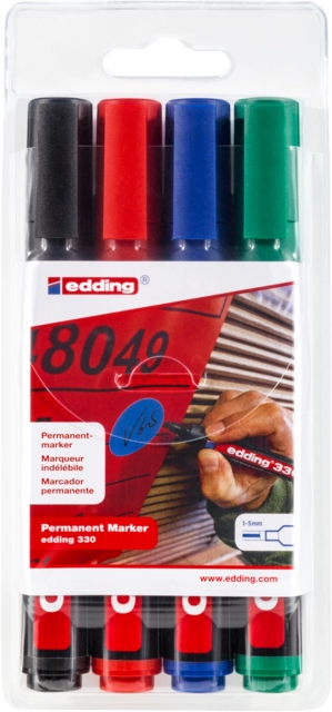 Een Viltstift edding 330 schuin 1.5-5mm assorti blister à 4 stuks koop je bij EconOffice