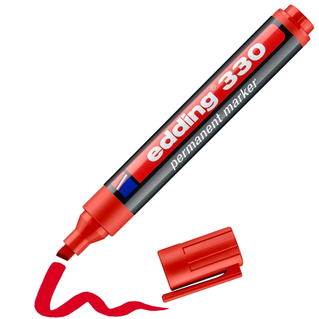 Een Viltstift edding 330 schuin 1.5-5mm rood koop je bij Tonerinktshop