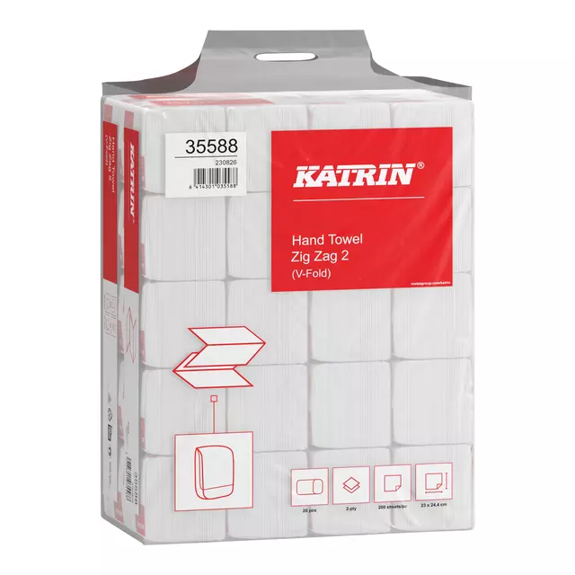 Een Handdoek Katrin Z-vouw 2-laags 24,4x23cm 20x200st 35588 koop je bij Totaal Kantoor Goeree