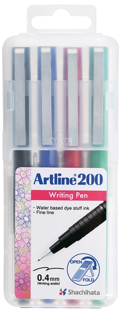 Een Fineliner Artline 200 rond fijn asssorti 4 stuks koop je bij The Cartridge Company