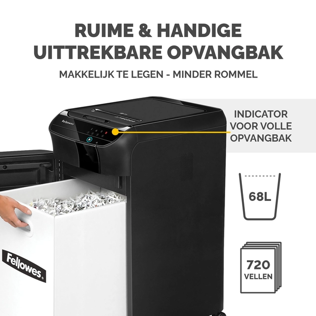 Een Papiervernietiger Fellowes Automax 450C snippers 4x38mm zwart koop je bij Van Hoye Kantoor BV