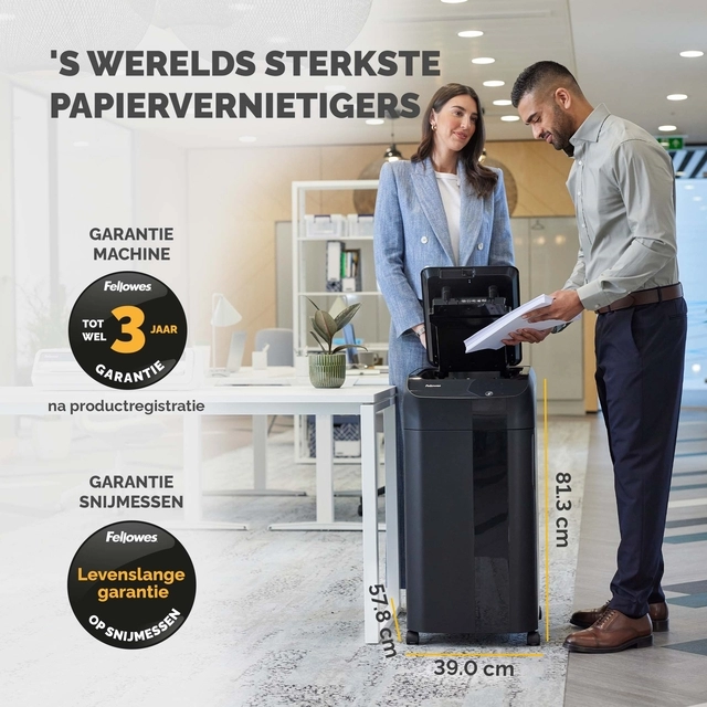 Een Papiervernietiger Fellowes Automax 450C snippers 4x38mm zwart koop je bij Van Hoye Kantoor BV