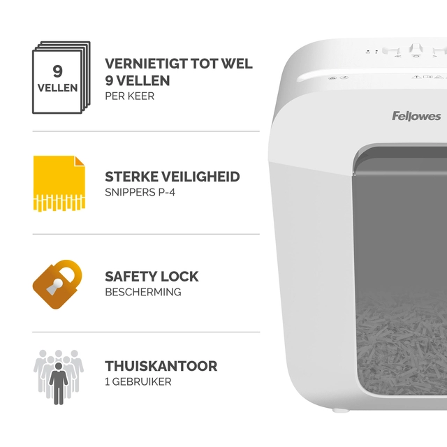 Een Papiervernietiger Fellowes Powershred LX50 snippers 4x37mm wit koop je bij Van Hoye Kantoor BV