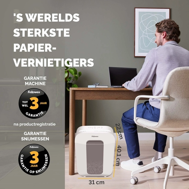 Een Papiervernietiger Fellowes Powershred LX50 snippers 4x37mm wit koop je bij Van Hoye Kantoor BV