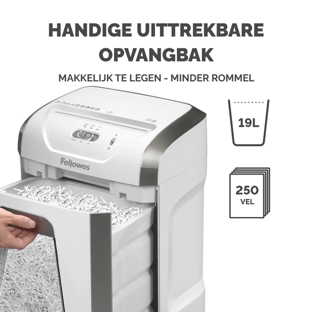 Een Papiervernietiger Fellowes Powershred 15C snippers 4x40mm wit koop je bij Van Hoye Kantoor BV