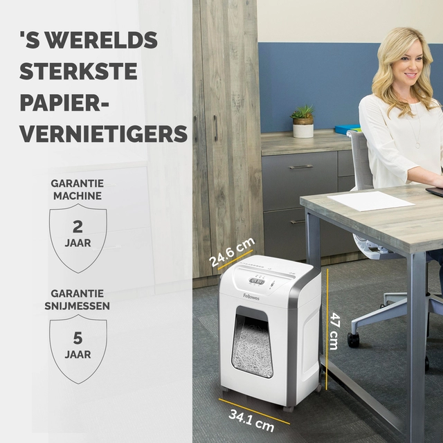 Een Papiervernietiger Fellowes Powershred 15C snippers 4x40mm wit koop je bij Van Hoye Kantoor BV